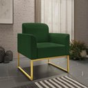 Ver imagem 6 de Kit Namoradeira e 2 Poltronas Decorativas Base Industrial Dourada Maressa S23 Suede Verde - Ibiza