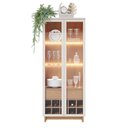 Ver imagem 1 de Cristaleira Quinn Off White/ Freijó com LED e Prateleiras de Vidro