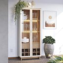 Ver imagem 2 de Cristaleira Quinn Off White/ Freijó com LED e Prateleiras de Vidro