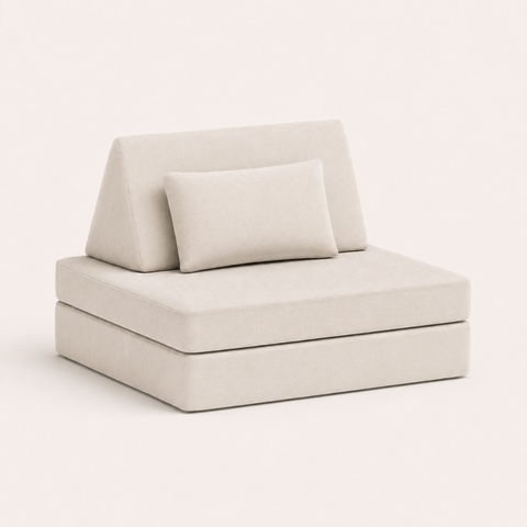 Sofá Infantil Modular Iterativo em Bouclê Cor Off White - 1 Módulo