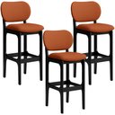 Ver imagem 1 de Kit 03 Banquetas Alta Bar Cozinha Sala Jantar Fixa Betta L02 Preto Tecido Terracota - Lyam Decor