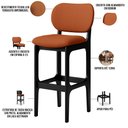 Ver imagem 4 de Kit 03 Banquetas Alta Bar Cozinha Sala Jantar Fixa Betta L02 Preto Tecido Terracota - Lyam Decor