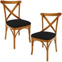 Ver imagem 1 de Kit 02 Cadeiras para Sala de Jantar e Estar Living Estofada Ávila L02 Suede Preto - Lyam