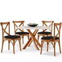 Ver imagem 5 de Kit 02 Cadeiras para Sala de Jantar e Estar Living Estofada Ávila L02 Suede Preto - Lyam