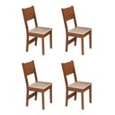 Ver imagem 1 de Kit 4 Cadeiras Pérola Mdf Assento Estofado Tecido Bagum Bege