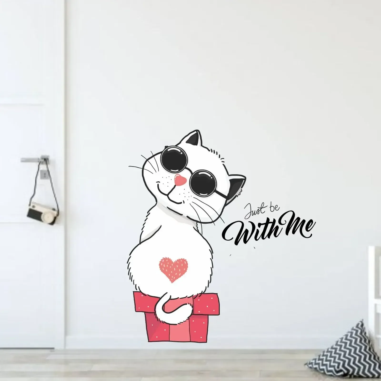 Adesivo de Parede Cat Just Be With Me 65x90 Quarto Sala