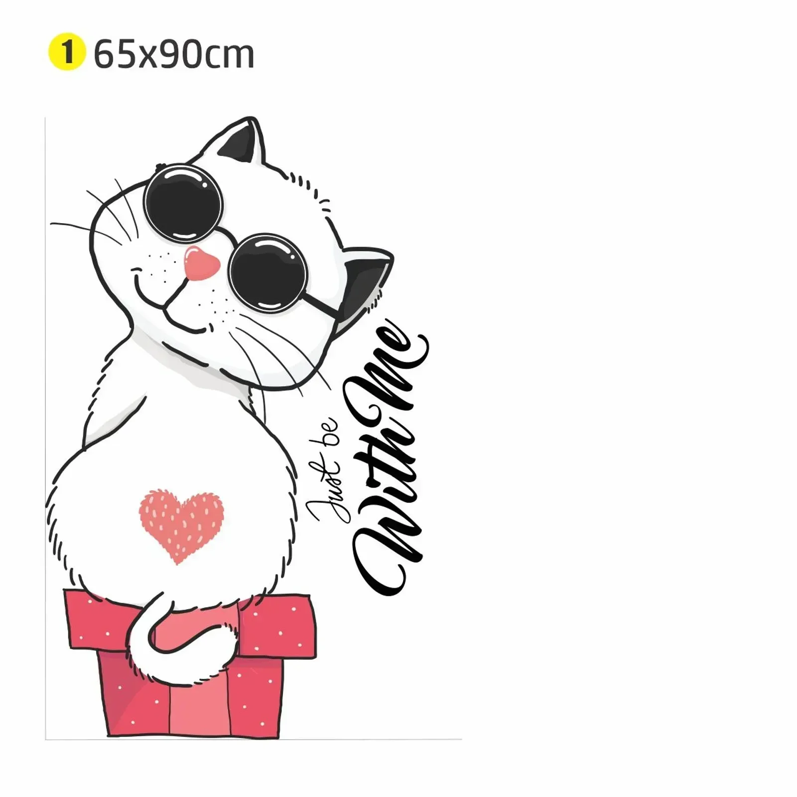 Ver imagem 2 de Adesivo de Parede Cat Just Be With Me 65x90 Quarto Sala