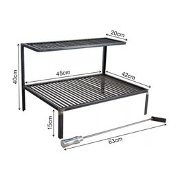 Kit Parrilla Rústica Alvenaria com 2 Grelhas Uruguaias + Caixa Firebox 115cm - 3