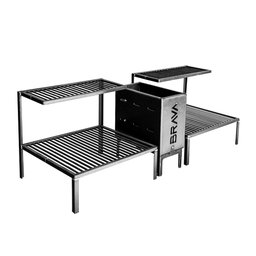 Kit Parrilla Rústica Alvenaria com 2 Grelhas Uruguaias + Caixa Firebox 115cm - 2