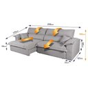 Ver imagem 4 de Sofá Retrátil Reclinável 2,50m Nivus Cinza c/ Molas Ensacadas - King House
