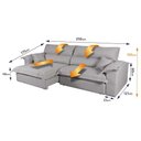 Ver imagem 5 de Sofá Retrátil Reclinável 2,50m Nivus Cinza c/ Molas Ensacadas - King House