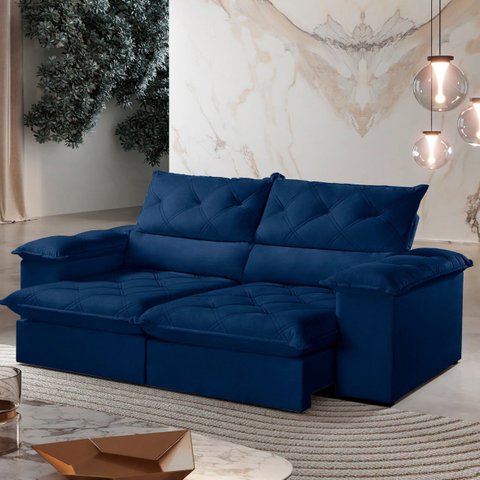 Sofá Istambul Retrátil e Reclinável Caixa Zero 2,70m Pillow de 15cm - Movenzo Estofados