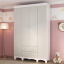 Ver imagem 1 de Guarda-roupa Infantil 122cm 4 Portas e 2 Gavetas Dengo Multimóveis Mp4438 Branco/off White