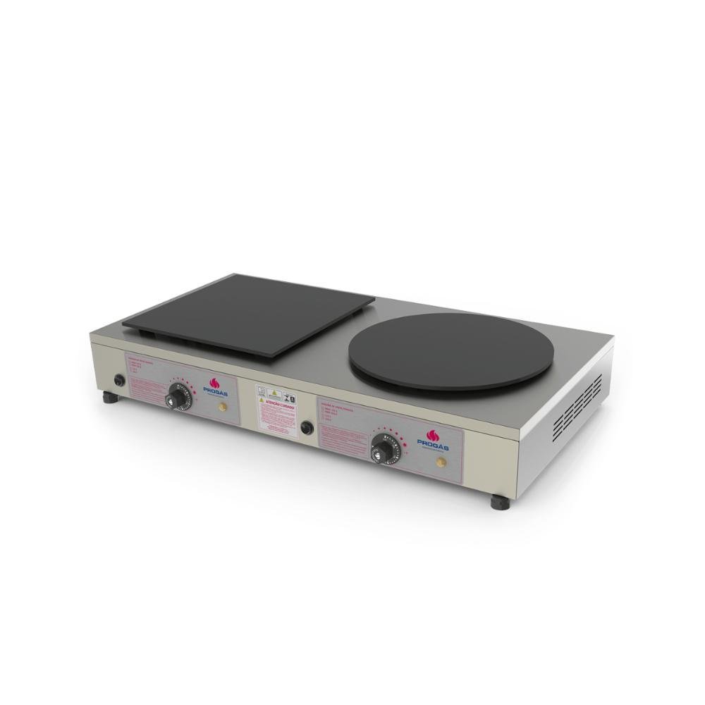 Chapa Crepe Francês Esmaltada 1 Redonda 1 Quadrada Elétrica 127V Aço Inox Cozinha Versátil Prog - 1