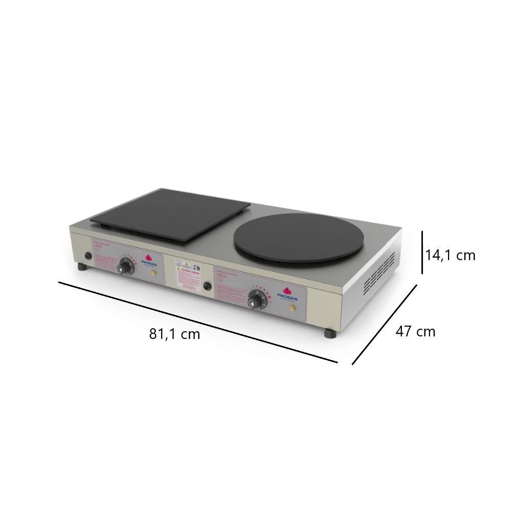 Chapa Crepe Francês Esmaltada 1 Redonda 1 Quadrada Elétrica 127V Aço Inox Cozinha Versátil Prog - 2