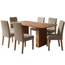 Ver imagem 1 de Mesa de Jantar Ester Mdf com 6 Cadeiras Estofadas Linho Bege Molci