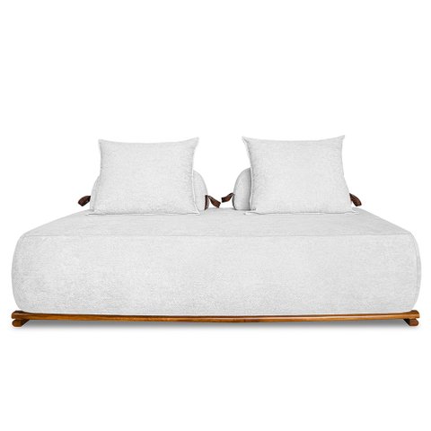 Sofá 3 Lugares 220cm Ilha Base Madeira Viero S06 Bouclê Branco - Mpozenato