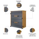 Ver imagem 3 de Cômoda para Quarto 4 Gavetas 86cm Pavia M07 Freijó/cinza - Mpozenato