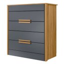 Ver imagem 1 de Cômoda para Quarto 4 Gavetas 86cm Pavia M07 Freijó/cinza - Mpozenato