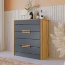 Ver imagem 2 de Cômoda para Quarto 4 Gavetas 86cm Pavia M07 Freijó/cinza - Mpozenato