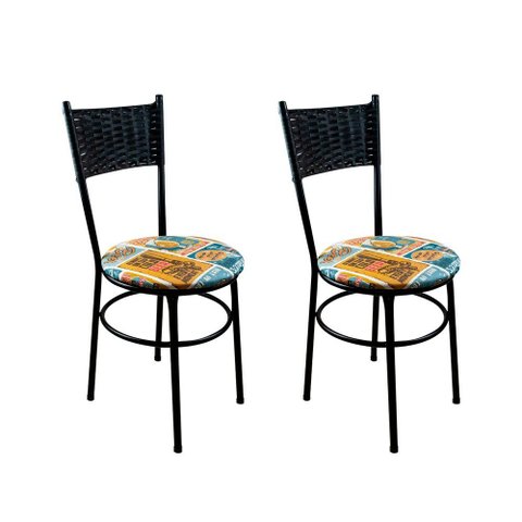 Conjunto 2 Cadeiras Pretas para Cozinha Viena Preta:Happy Hour