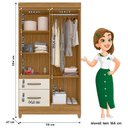 Ver imagem 2 de Guarda Roupa Solteiro Ambiente Madri 4 Portas Freijó Off White com Espelho - Moval