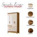 Ver imagem 4 de Guarda Roupa Solteiro Ambiente Madri 4 Portas Freijó Off White com Espelho - Moval