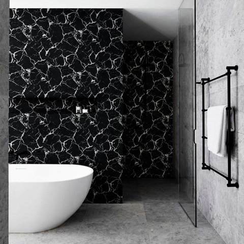 Papel de Parede Lavavel para Banheiro Cozinha Revestimento Mármore Black Tacolado 0,58 X 1,00m