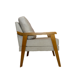Poltrona Decorativa Mona Luxo Braço Nogueira:linho Bege - 2