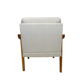 Poltrona Decorativa Mona Luxo Braço Nogueira:linho Bege - 4