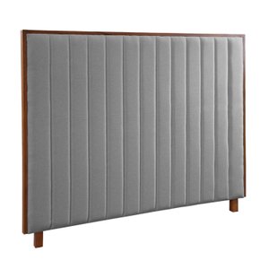 Painel Cabeceira para Cama Box King 205 Lua Plataforma Linho Cinza