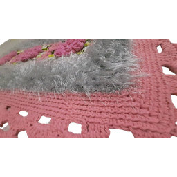 Tapete de crochê rosa e cinza Artesanal - 4