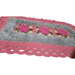 Tapete de crochê rosa e cinza Artesanal - 1