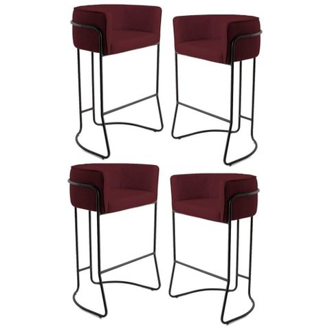 Kit 4 Banquetas Base Aço Preto B-278 Marsala