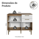 Ver imagem 3 de Balcão Gabinete de Pia 105 cm 3 Portas 2 Gavetas Rustic/Branco Lille Madesa