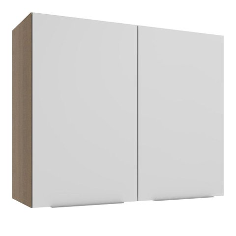 Armário Aéreo Madesa Stella 80 cm 2 Portas Rustic/Branco
