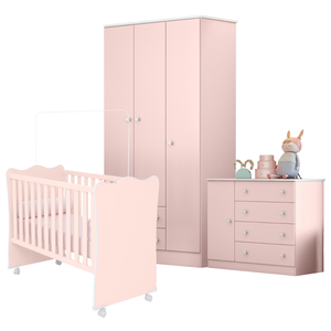 Conjunto Quarto de Bebê Completo México Rosa Acetinado