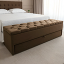 Ver imagem 3 de Puf Baú (sapateira) com Gaveta de Casal 140x50x45cm na Cor Marrom - Alta Elegância e Qualidade