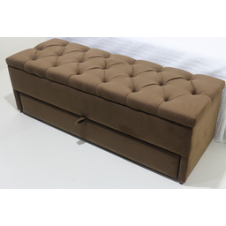 Puf Baú (Sapateira) Com Gaveta de Casal 140x50x45cm Na Cor Marrom - Alta Elegância e Qualidade - 1