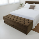 Ver imagem 1 de Puf Baú (sapateira) com Gaveta de Casal 140x50x45cm na Cor Marrom - Alta Elegância e Qualidade