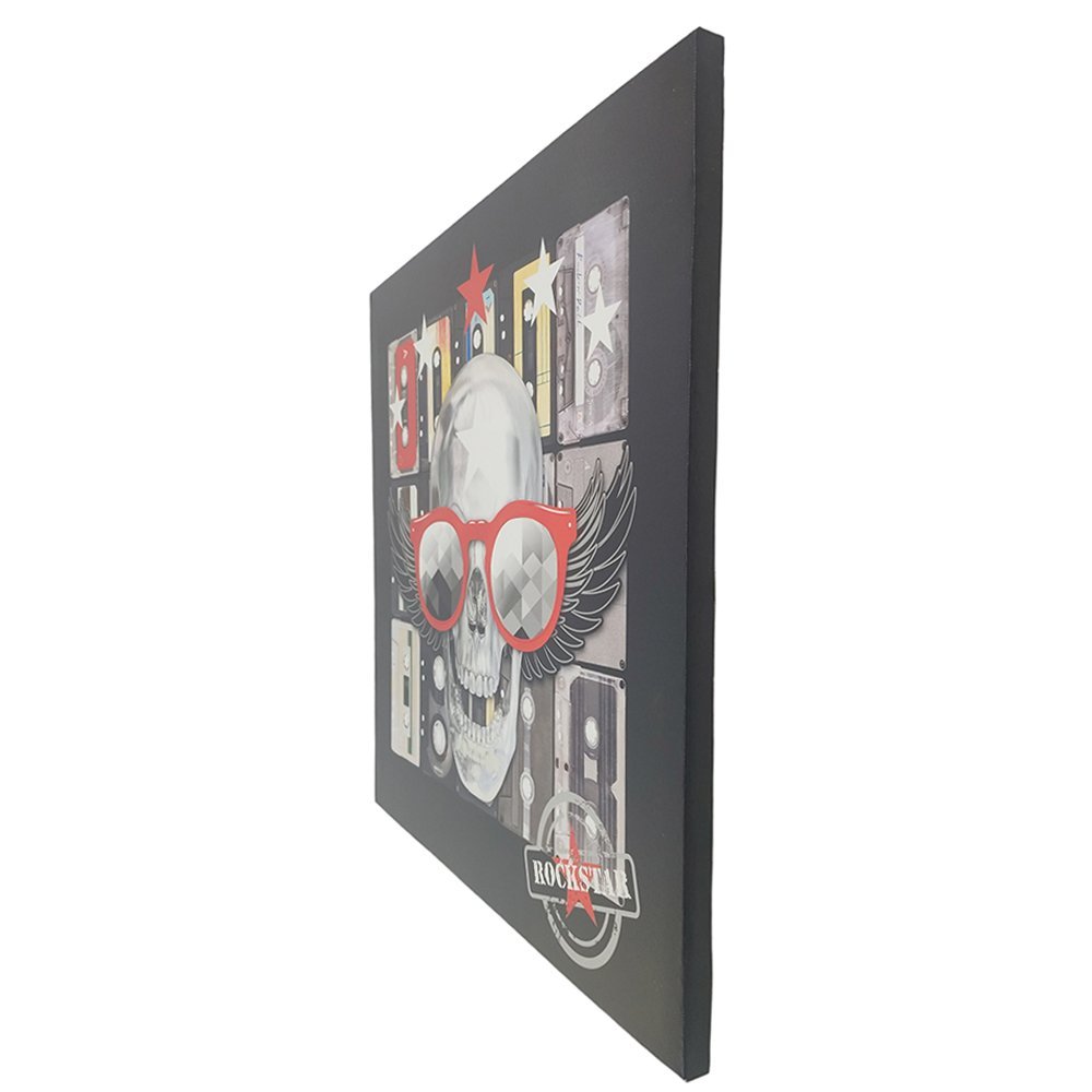 Quadro Decorativo Rockstar Caveira Banda Musica Moldura 50x50 Enfeite Sala Quarto Parede Decoraçao A - 6