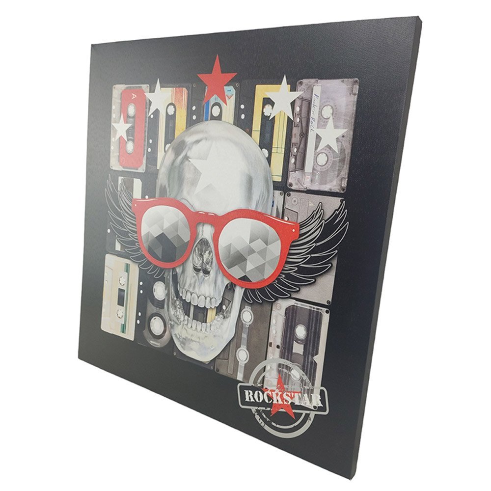 Quadro Decorativo Rockstar Caveira Banda Musica Moldura 50x50 Enfeite Sala Quarto Parede Decoraçao A - 3