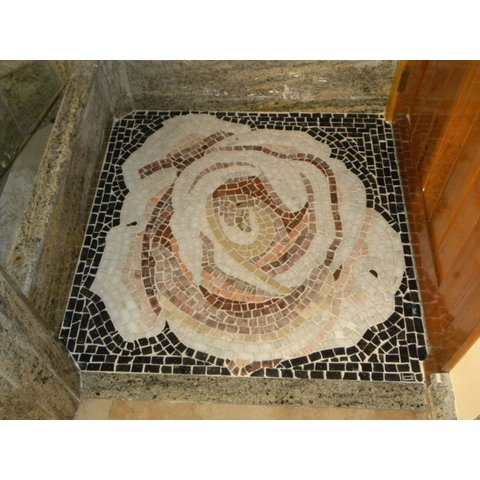 Mandala Mosaico Floral Rosa Branca I 130cm