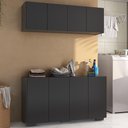 Ver imagem 1 de Conjunto Lavanderia Multiuso Armário Aéreo e Balcão 4 Portas Multimóveis Mp5054 Preto