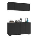 Ver imagem 2 de Conjunto Lavanderia Multiuso Armário Aéreo e Balcão 4 Portas Multimóveis Mp5054 Preto