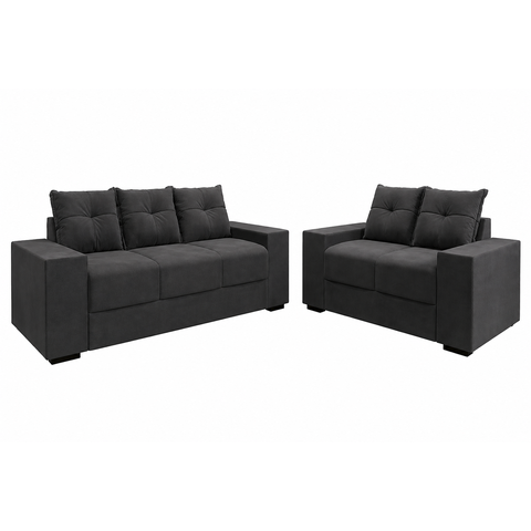 Conjunto Sofa 3 e 2 Lugares Suede Chamego Ii Flash - Cinza