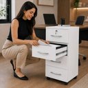 Ver imagem 2 de Armário Gaveteiro Balcão Multiuso Paraiba 4 Gavetas MDF com Chave Branco 36cm