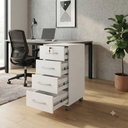 Ver imagem 4 de Armário Gaveteiro Balcão Multiuso Paraiba 4 Gavetas MDF com Chave Branco 36cm