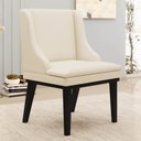 Ver imagem 2 de Kit 10 Cadeiras Estofadas para Sala de Jantar Base Fixa de Madeira Preto Lia Linho Bege - Ibiza