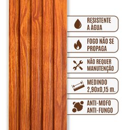 Painel Ripado Interno em Wpc 2,90m X 15cm Woopo Mogno - 3